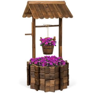 Rustic Wooden Wishing Well Planter
